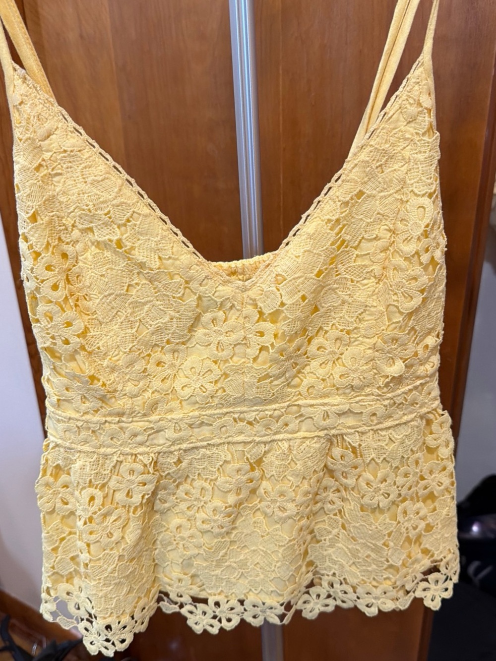 Abercrombie & Fitch Yellow Floral Lace Peplum Cami